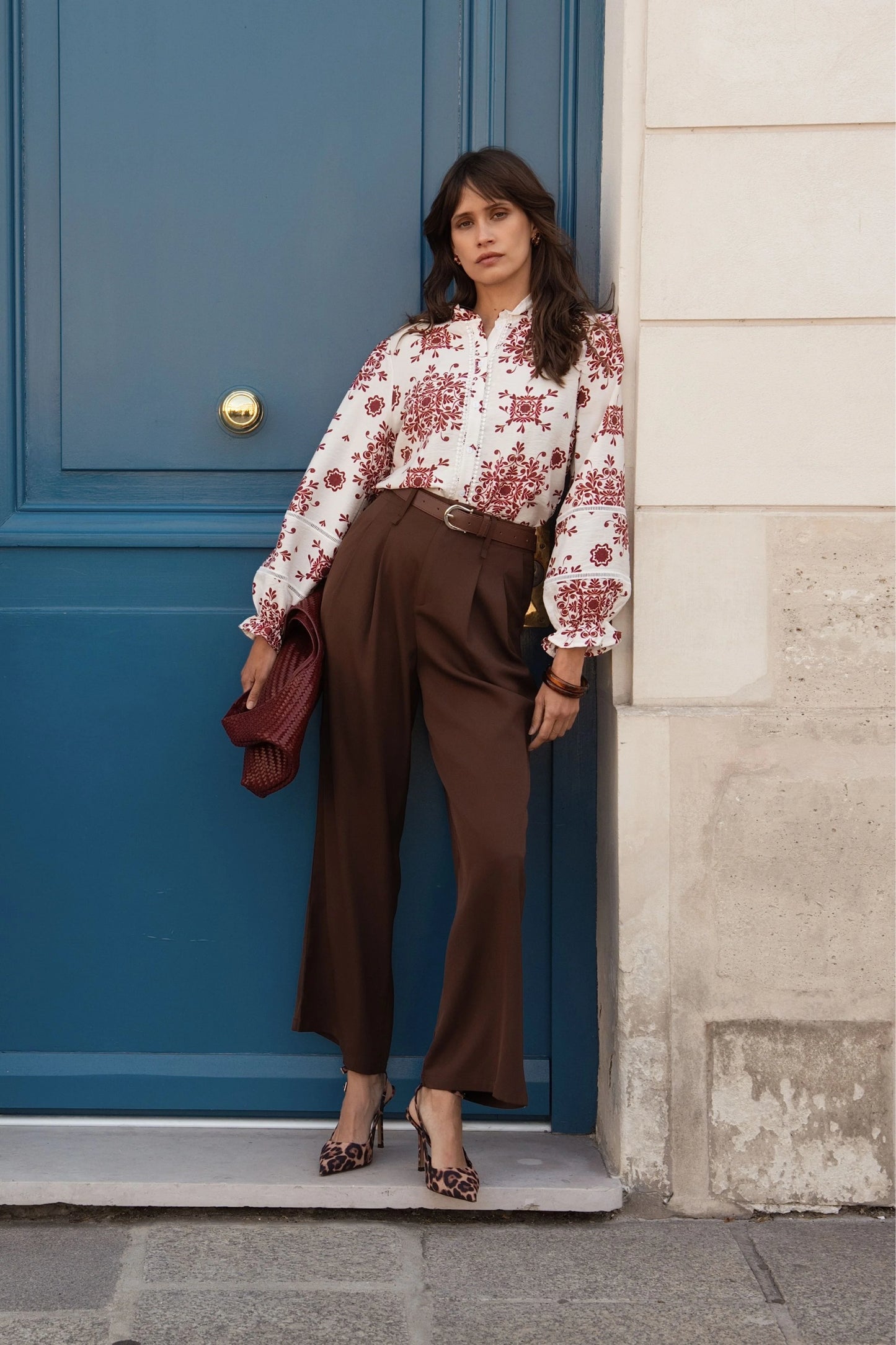 Mathias burgundy floral blouse