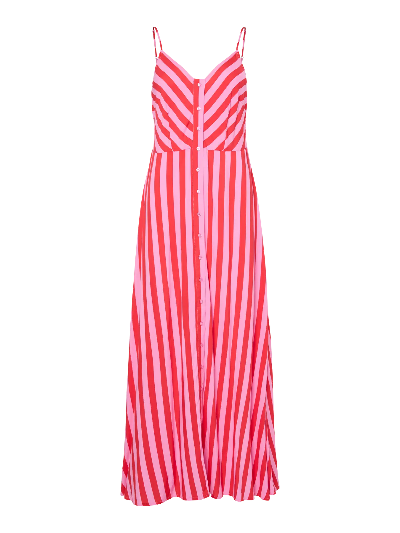 YASSAVANNA STRAP STRIPED RED & PINK LONG DRESS