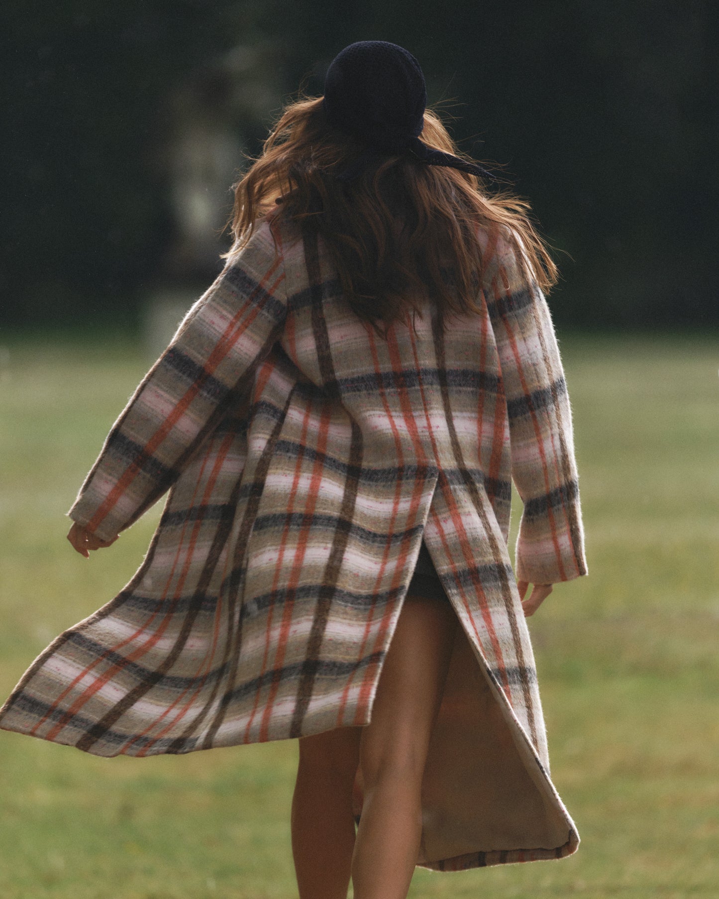 YASCIRA LONG CHECK WOOL COAT