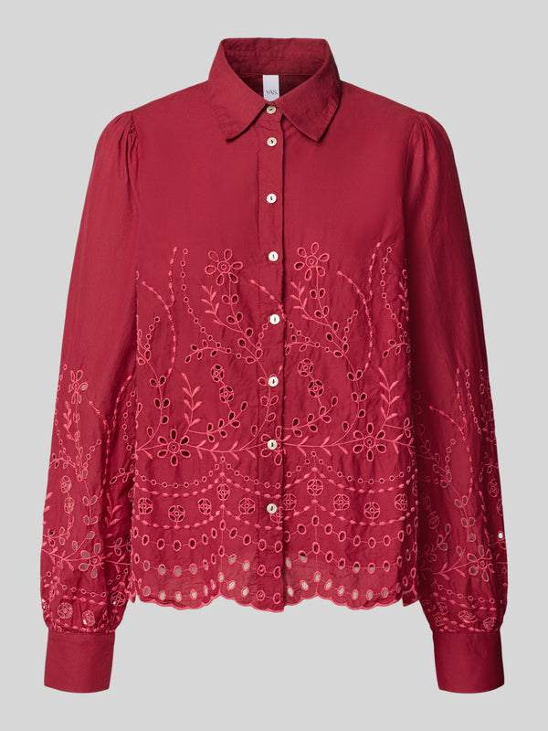 YAS burgundy cutwork embroidery blouse
