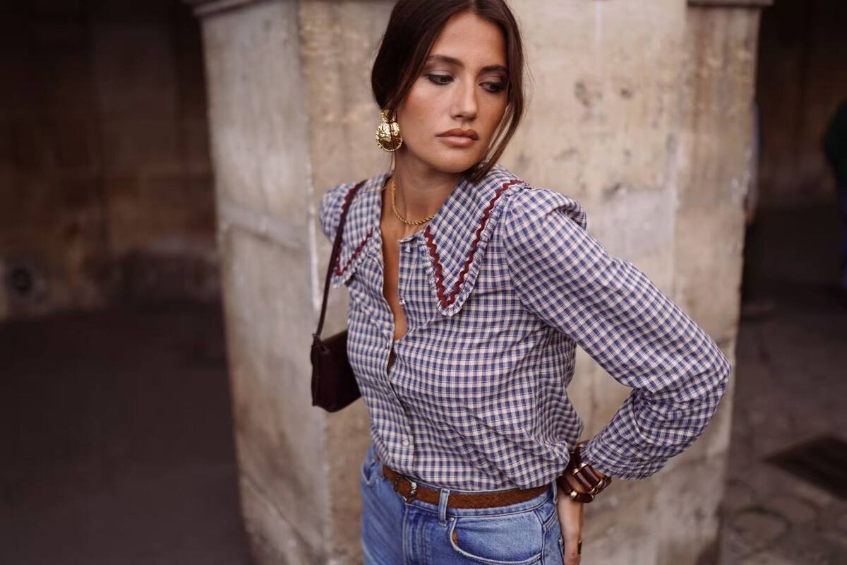 Faye peter pen gingham blue blouse