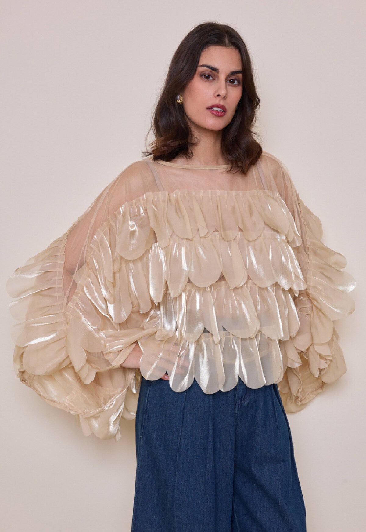 Jessie organza feather blouse