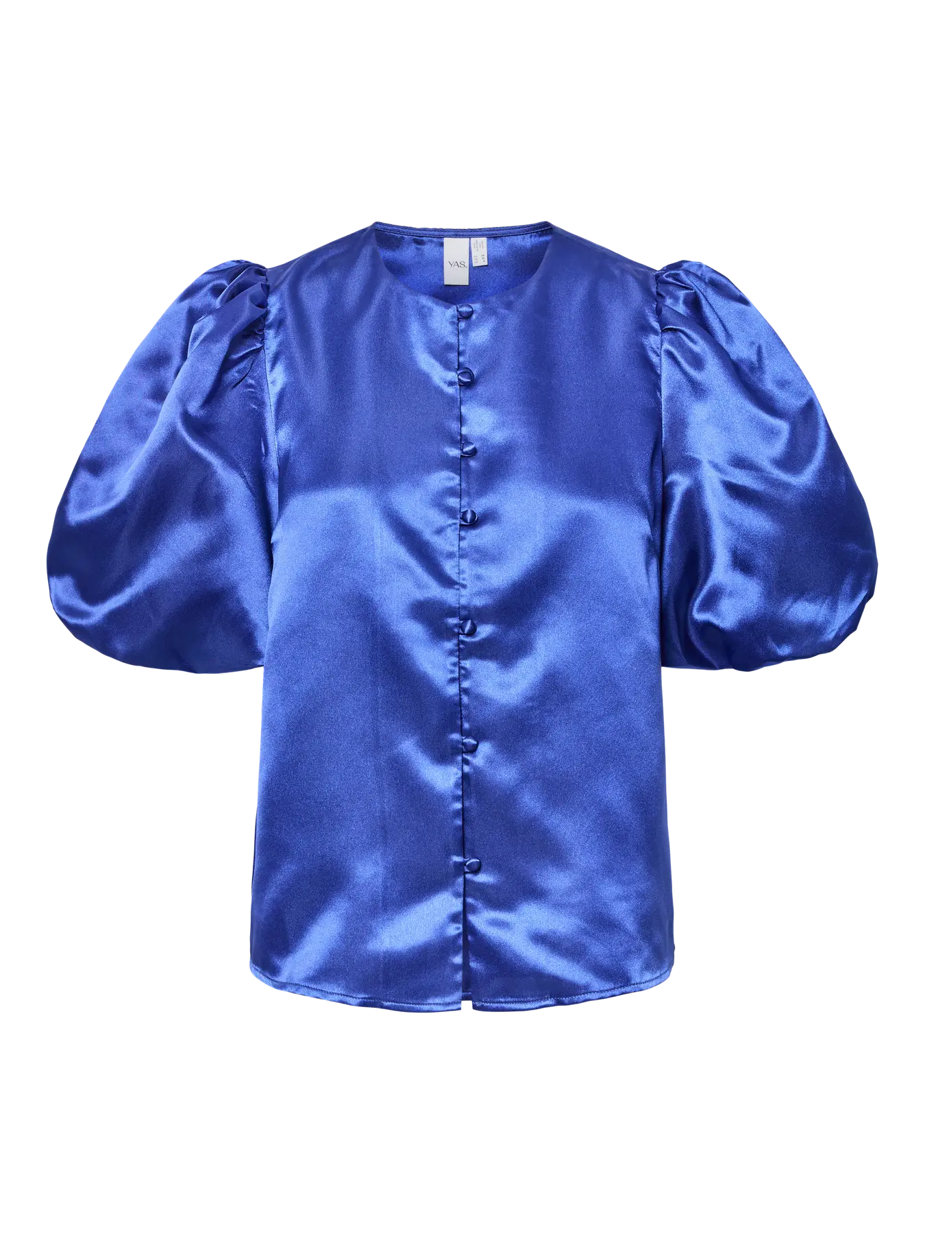 Y.A.S blue sattin puff sleeve top