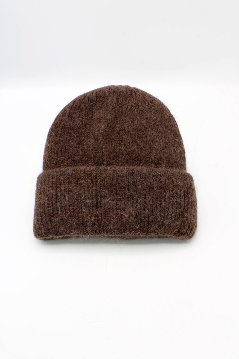 Chocolate brown fluffy beanie hat