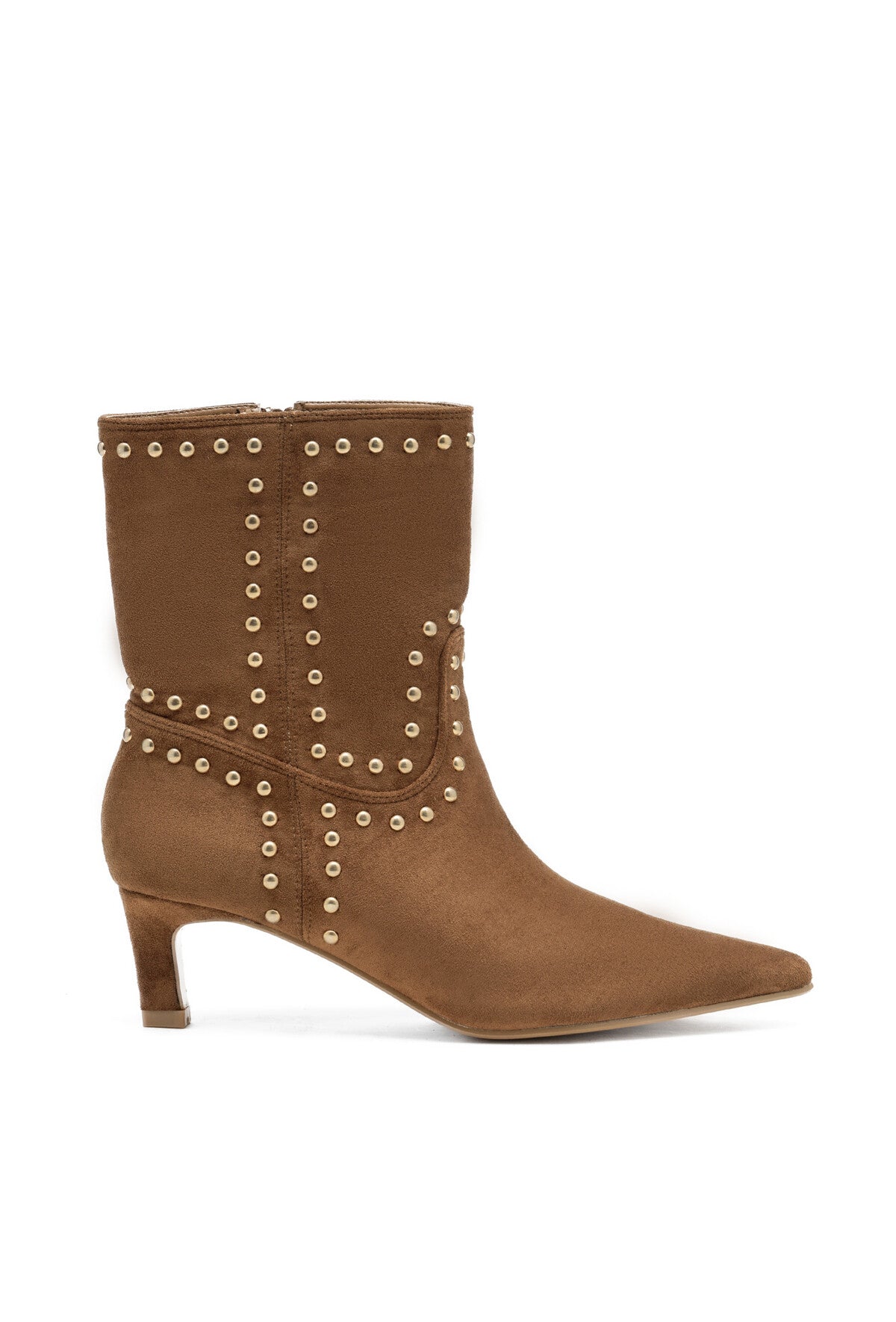 Faux suede studded ankle boots