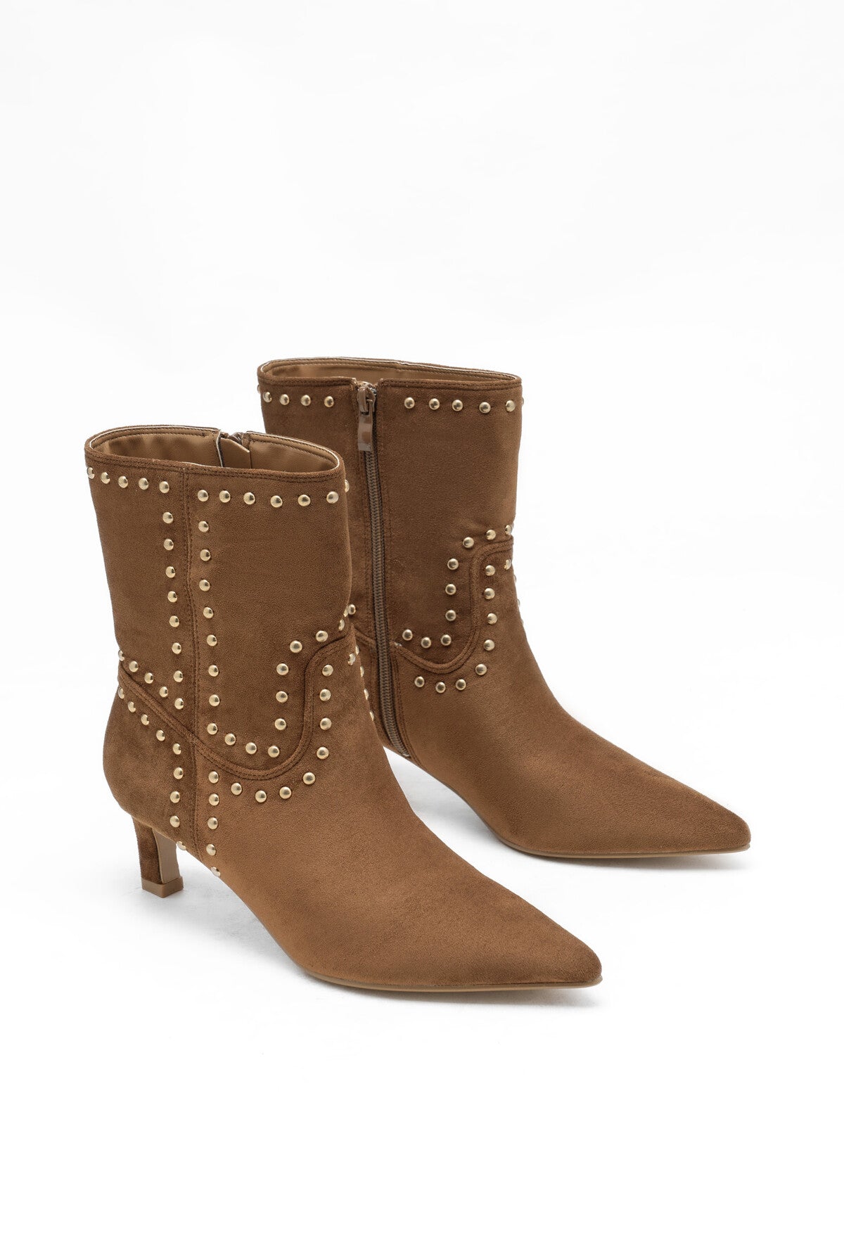 Faux suede studded ankle boots