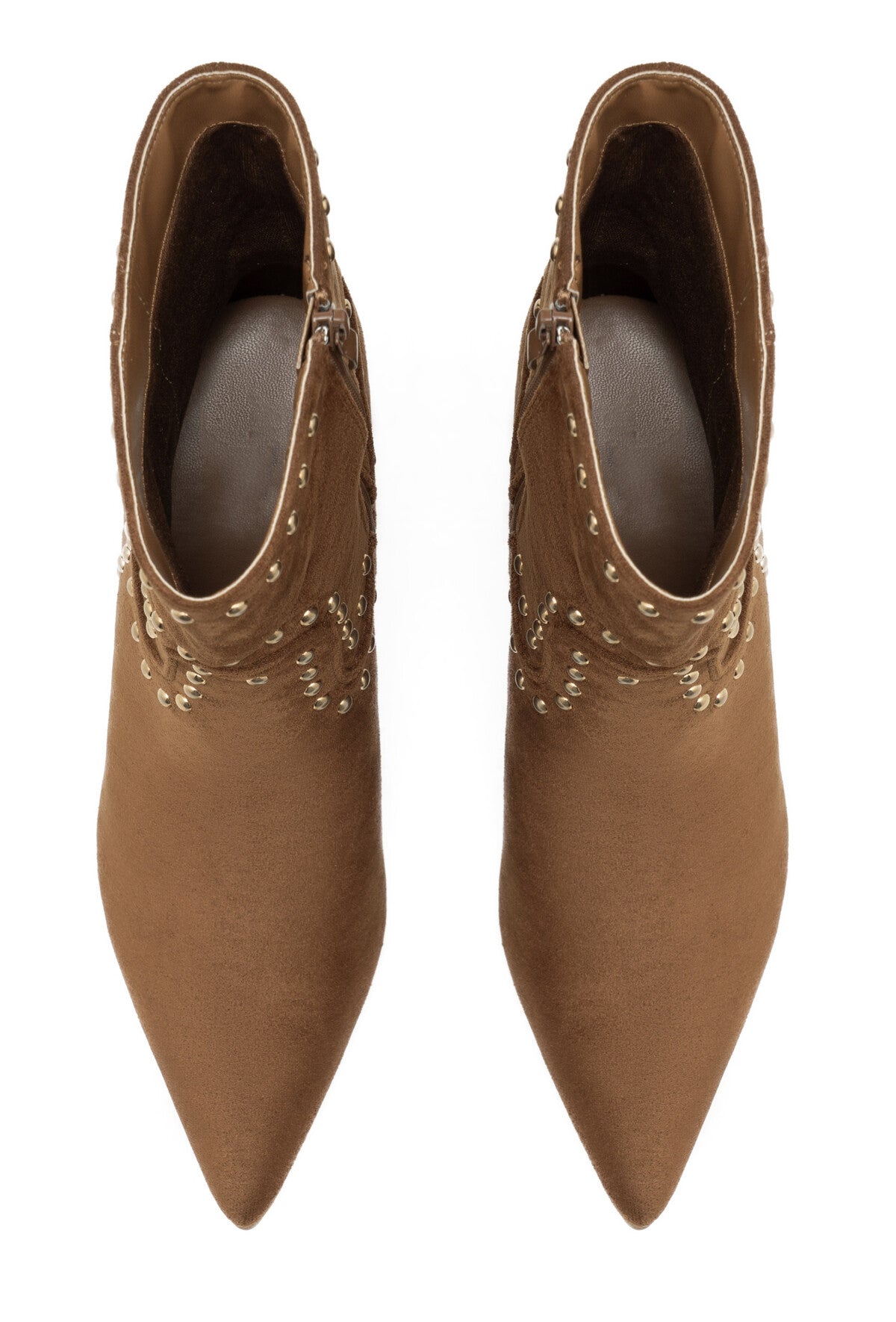 Faux suede studded ankle boots