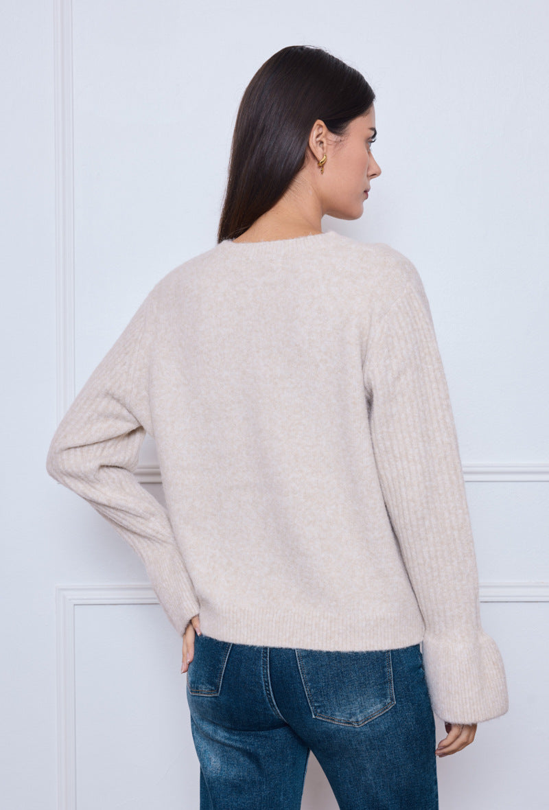 Josie pearl button flared sleeve cardigan