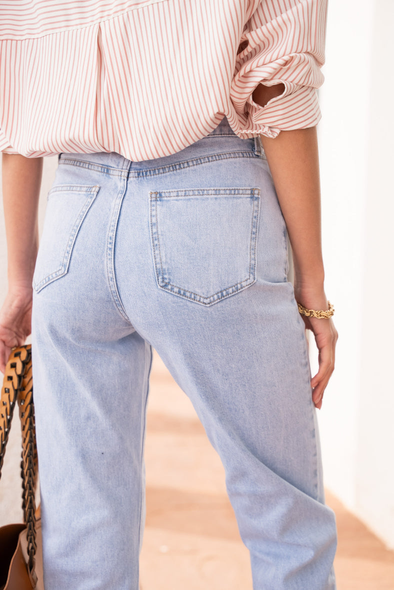 Acid wash blue straight jeans