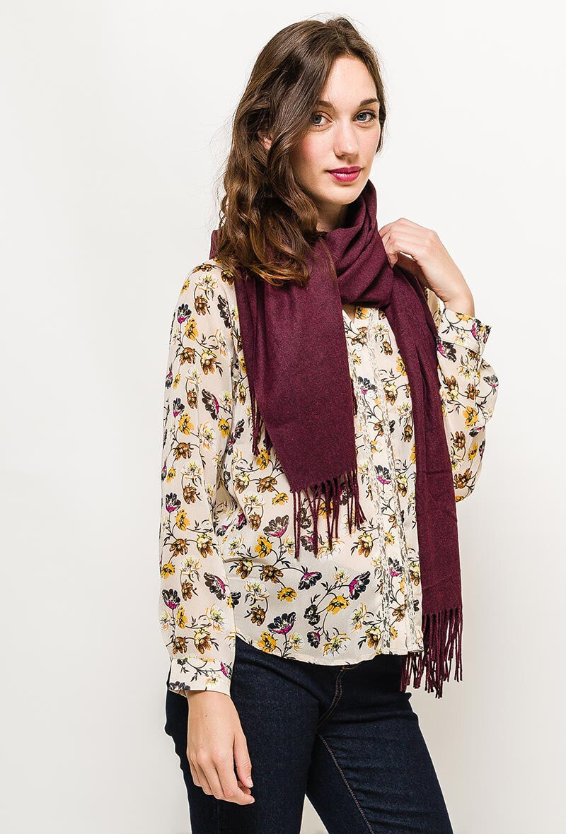 Burgundy large cashmere scarf