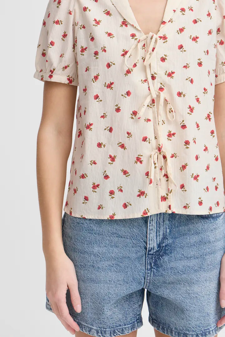 Ichi ROSEY floral tie front blouse