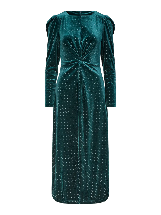 YASHELLA MIDI VELVET GREEN DRESS