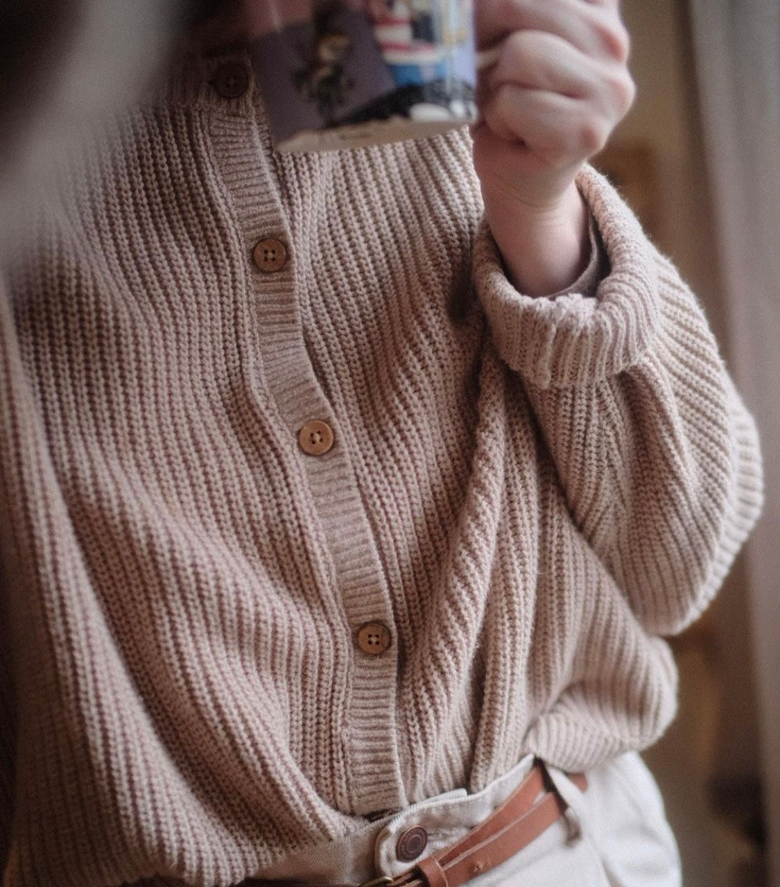 Organic Cotton Oatmeal Cardigan