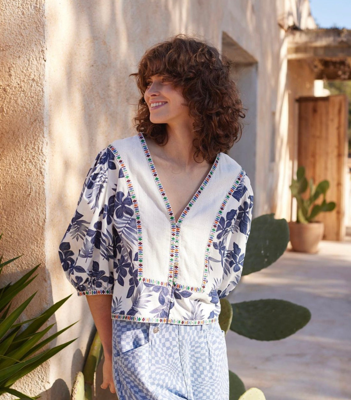 100% Cotton Volume Sleeve blouse