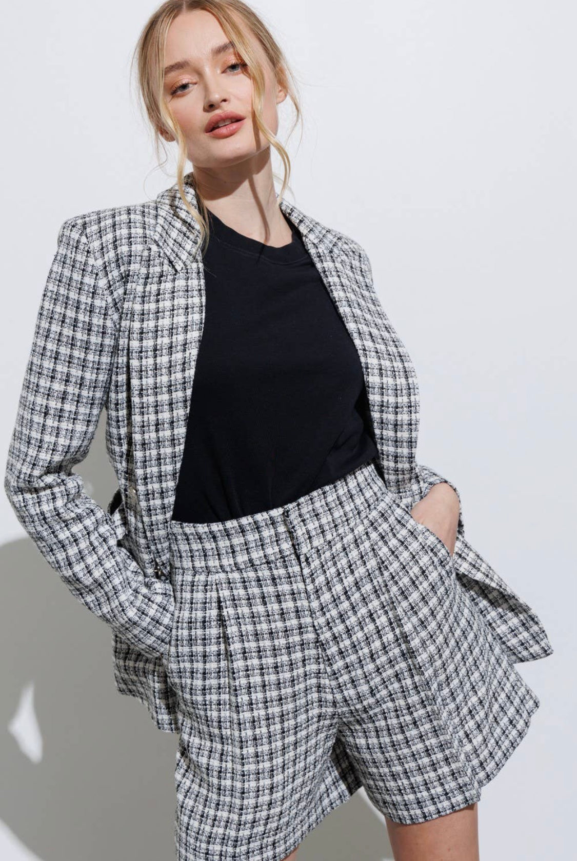 Maria Bouclé Houndstooth shorts