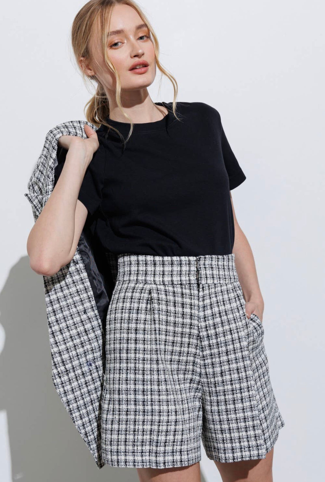 Maria Bouclé Houndstooth shorts