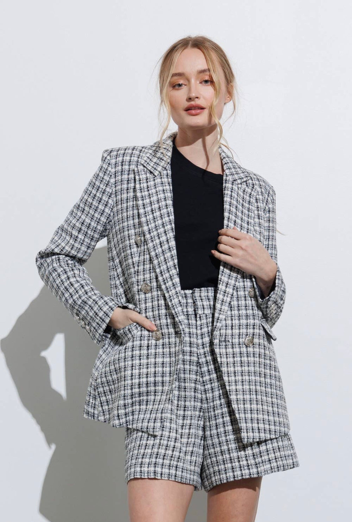 Maria Bouclé Houndstooth shorts