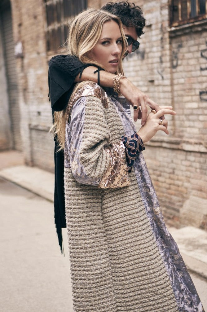 Sequin and Cashmere Kaftan