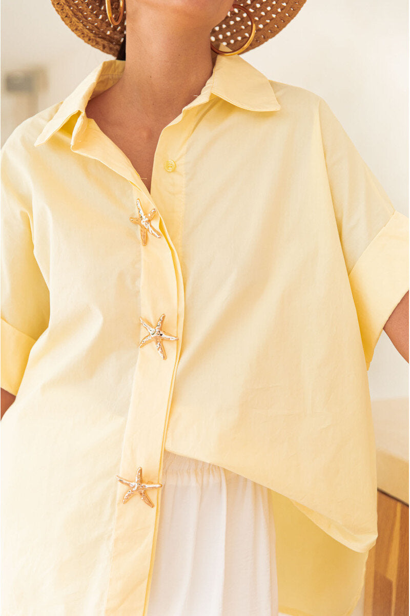 Oversized cotton yellow starfish shirt