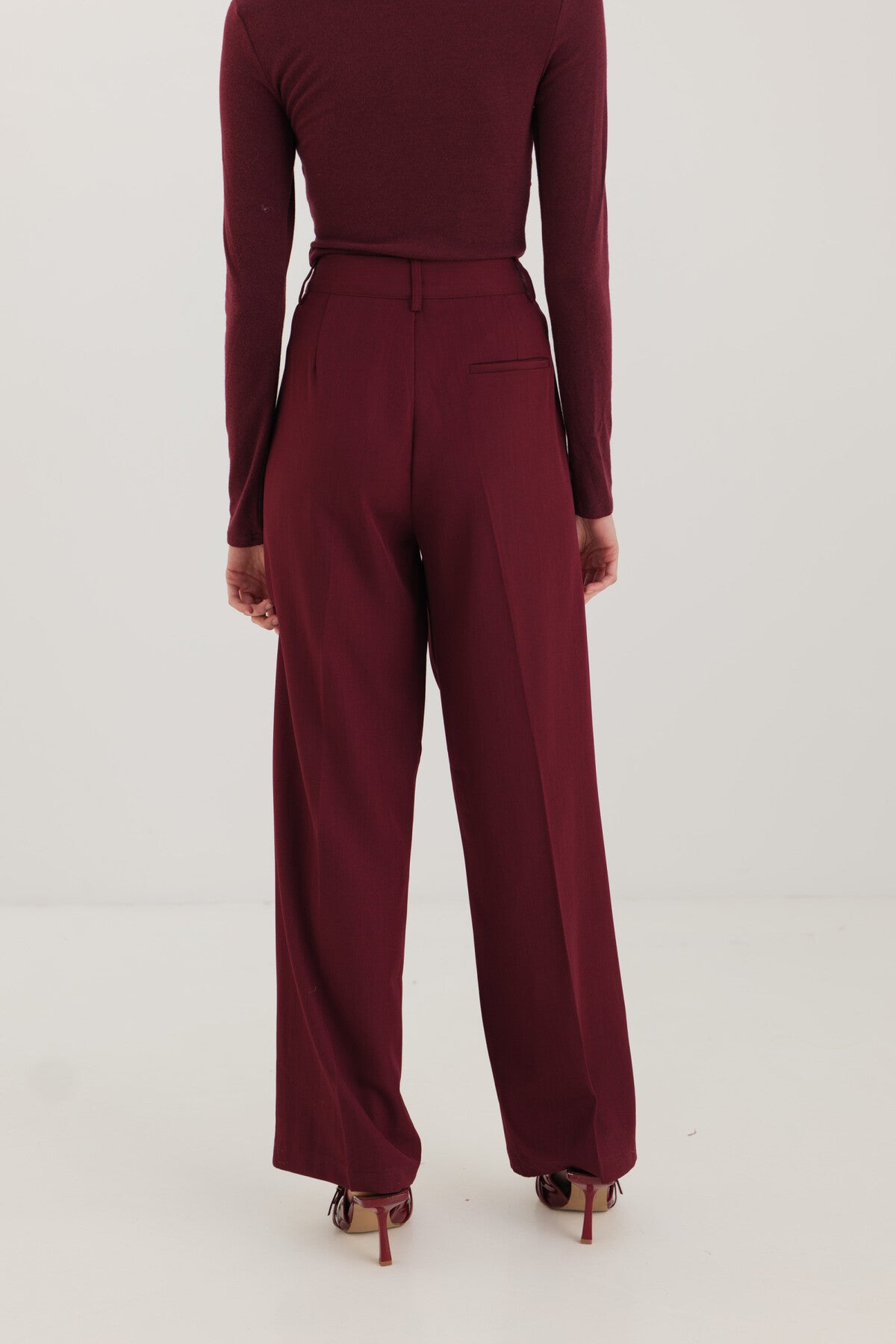 Isabella burgundy high waisted trousers