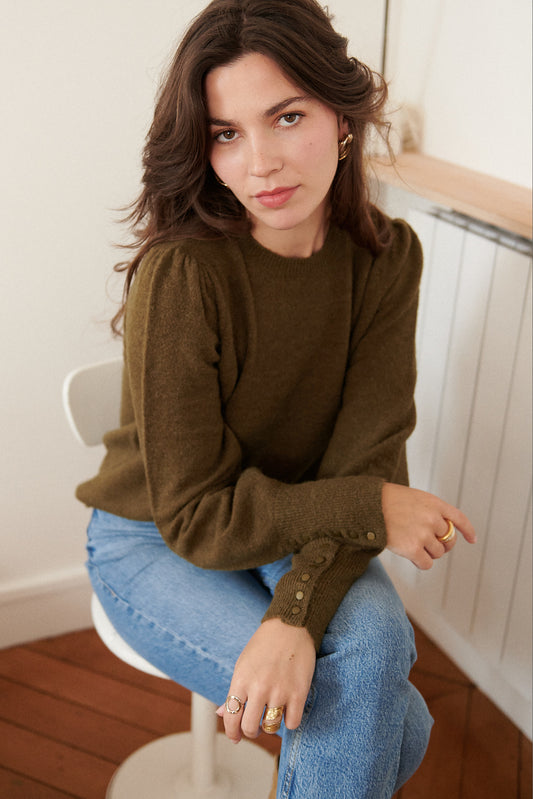 Olive green alpaca & wool jumper