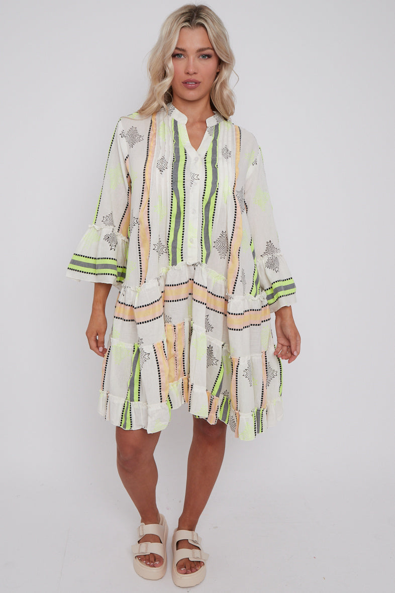 Zoe yellow stripe holiday dress