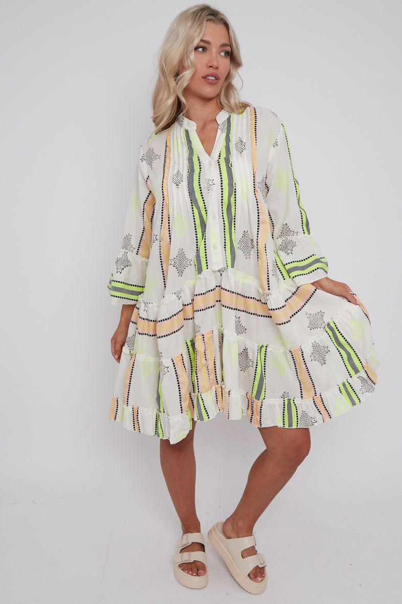 Zoe yellow stripe holiday dress
