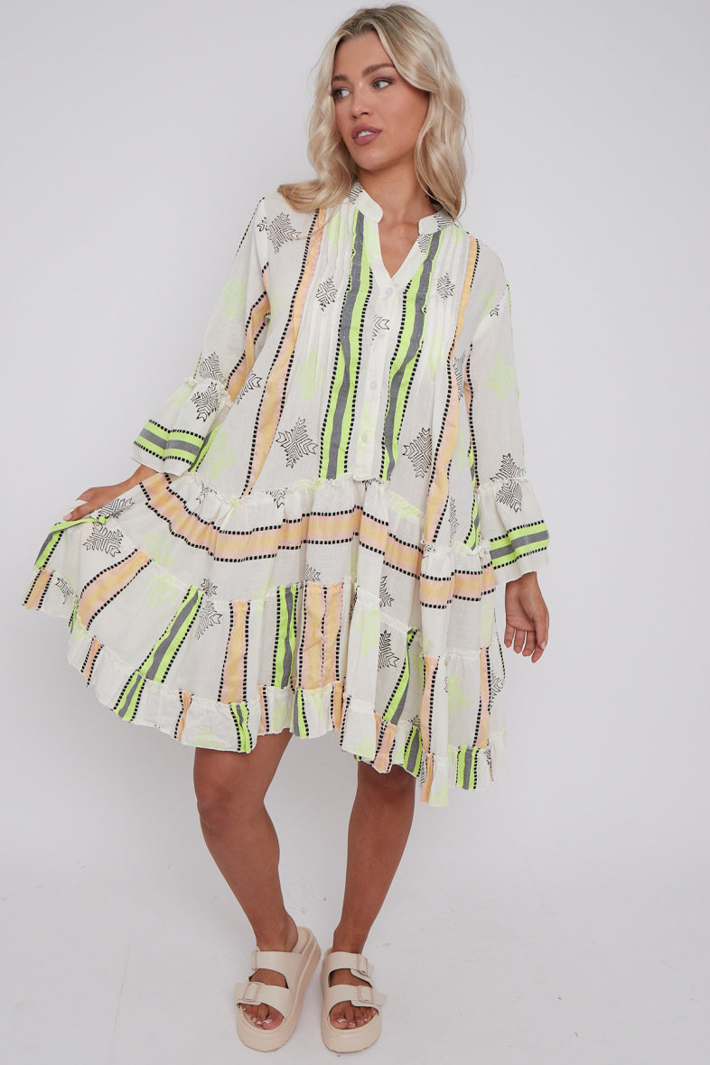 Zoe yellow stripe holiday dress