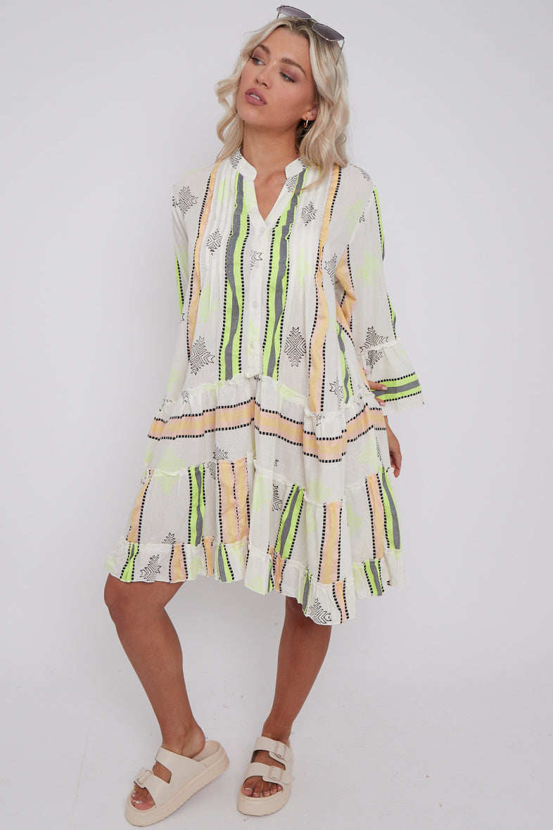 Zoe yellow stripe holiday dress