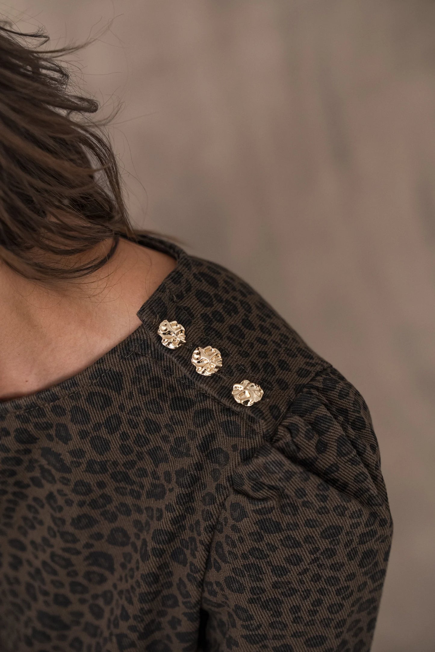 Celestine chocolate leopard denim dress