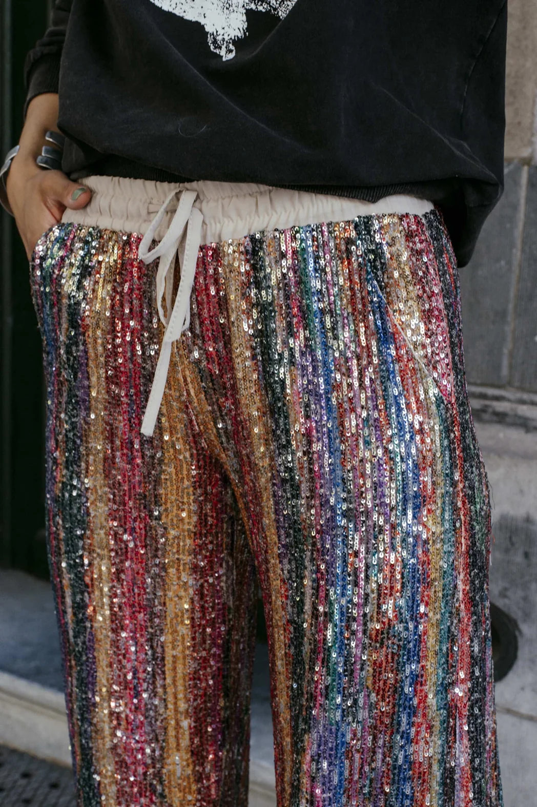 Annie sequin rainbow trousers