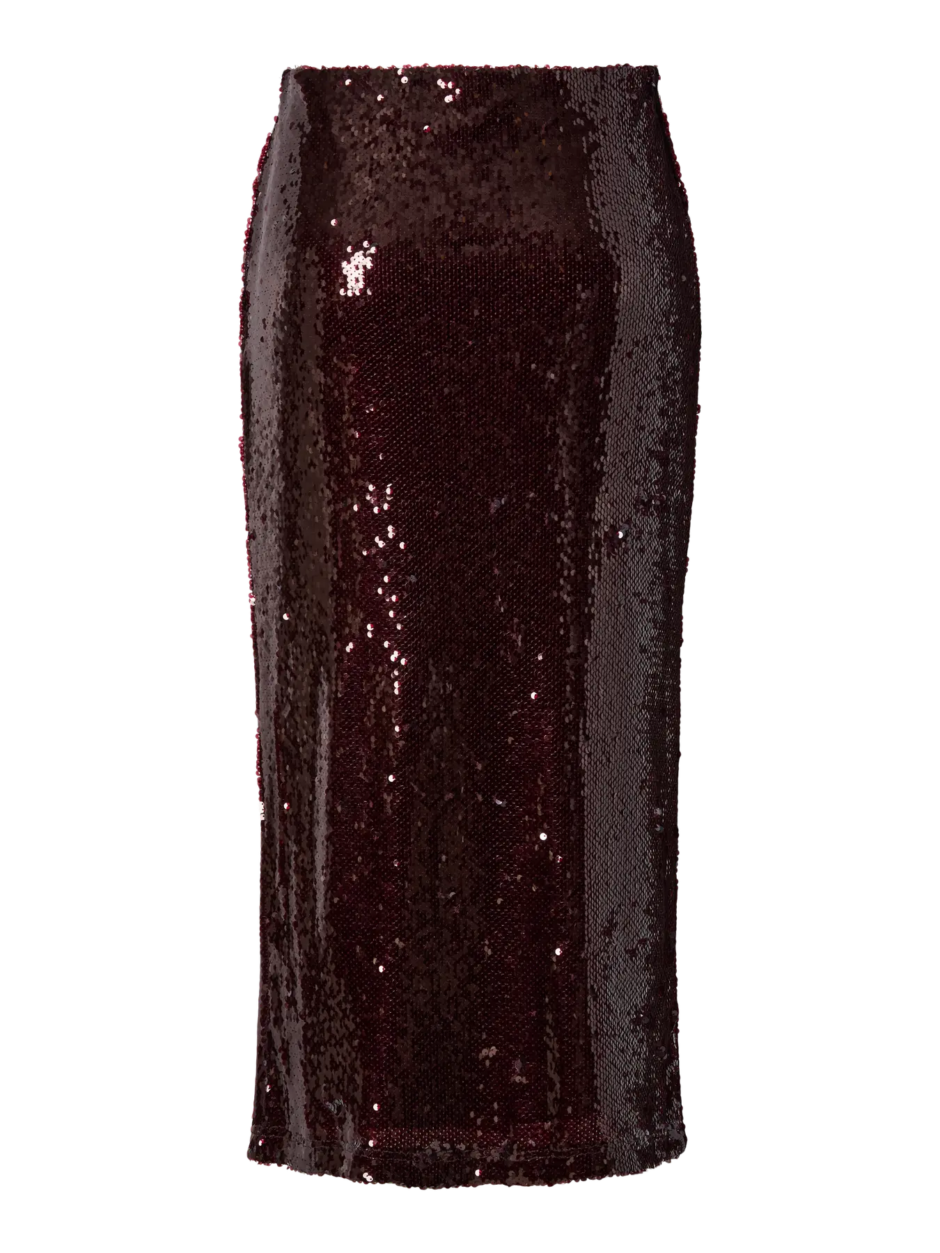 YASROYALINA BURGUNDY WET LOOK SEQUIN ANKLE SKIRT