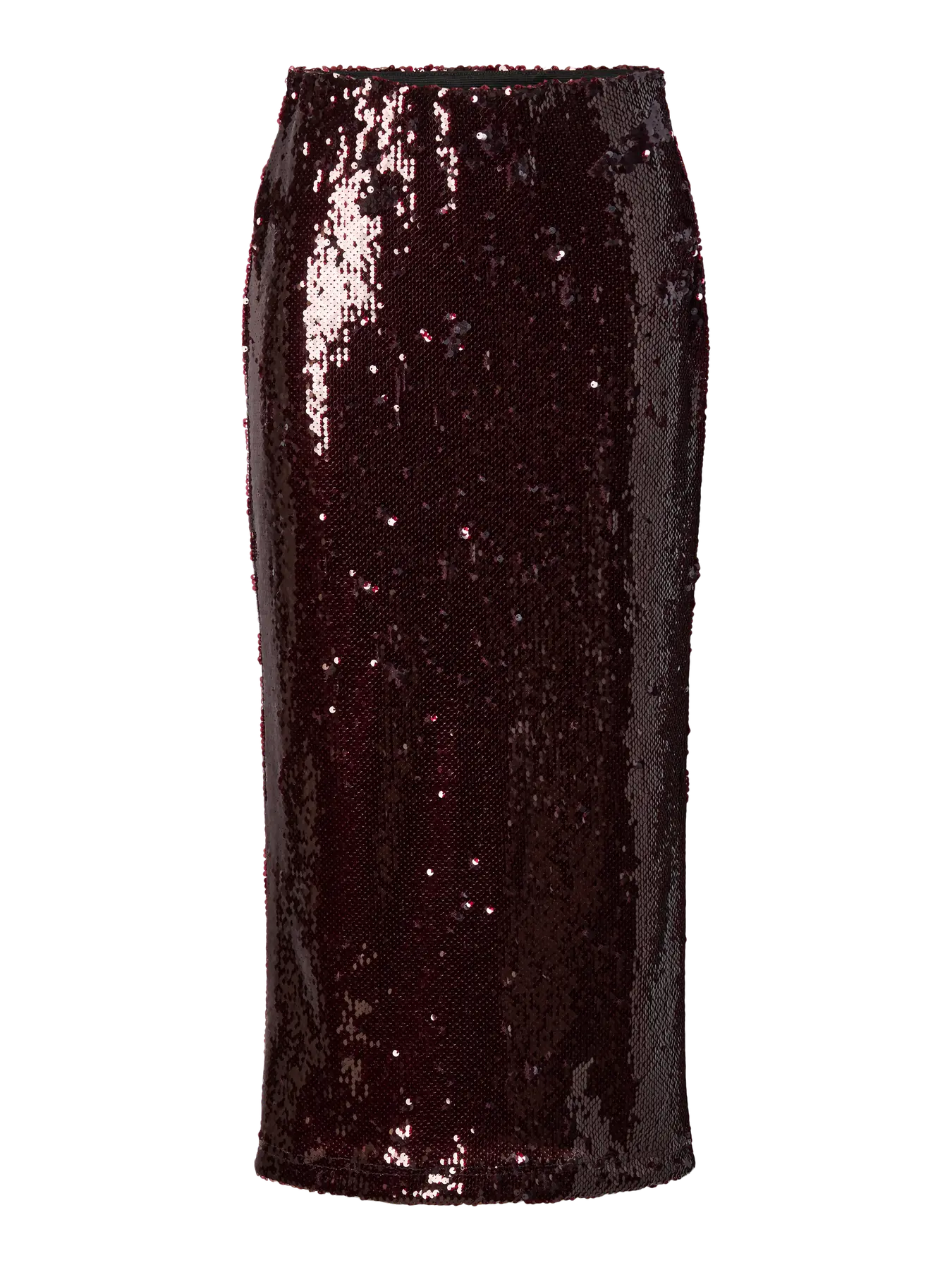 YASROYALINA BURGUNDY WET LOOK SEQUIN ANKLE SKIRT