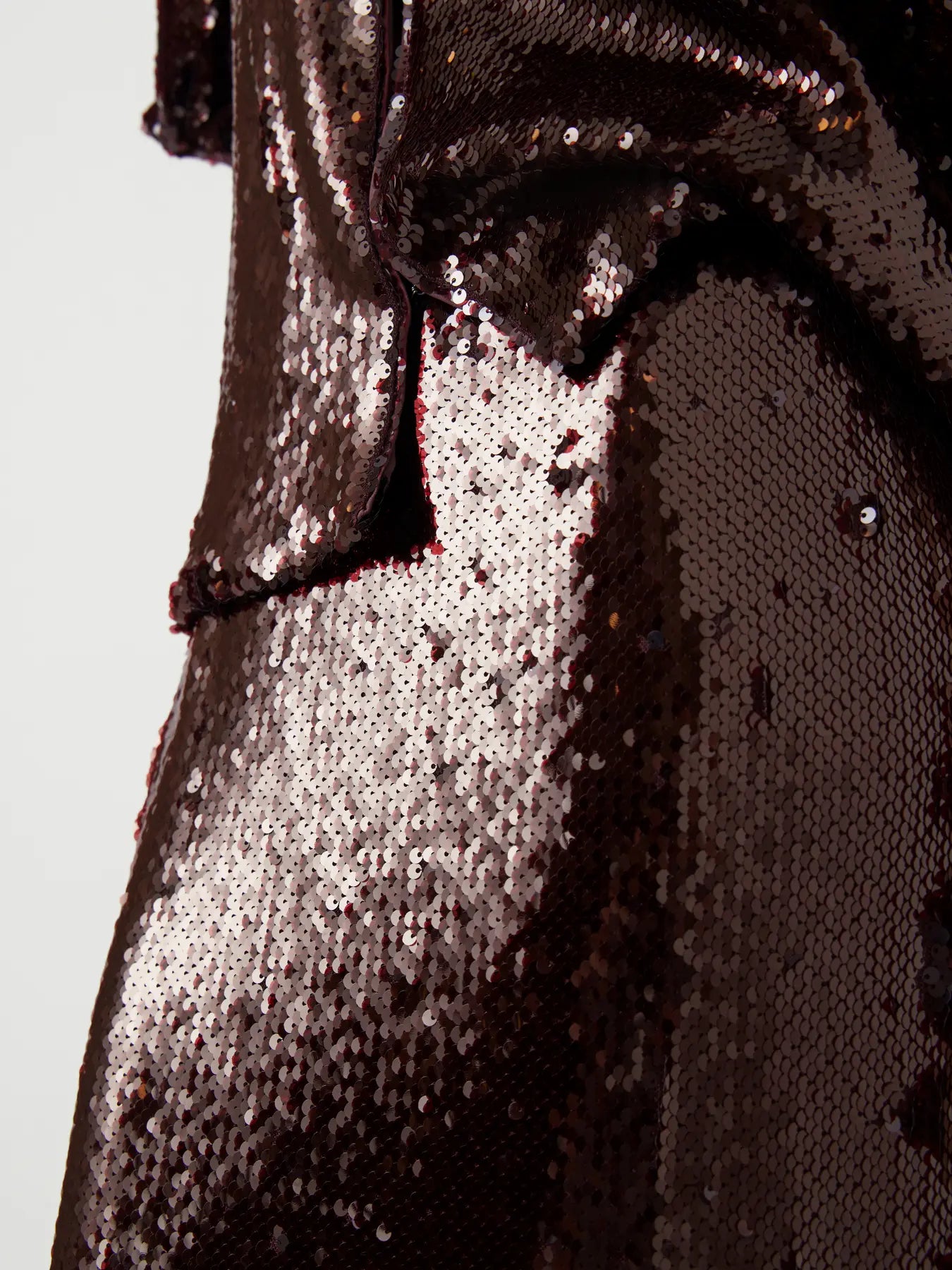 YASROYALINA BURGUNDY WET LOOK SEQUIN ANKLE SKIRT
