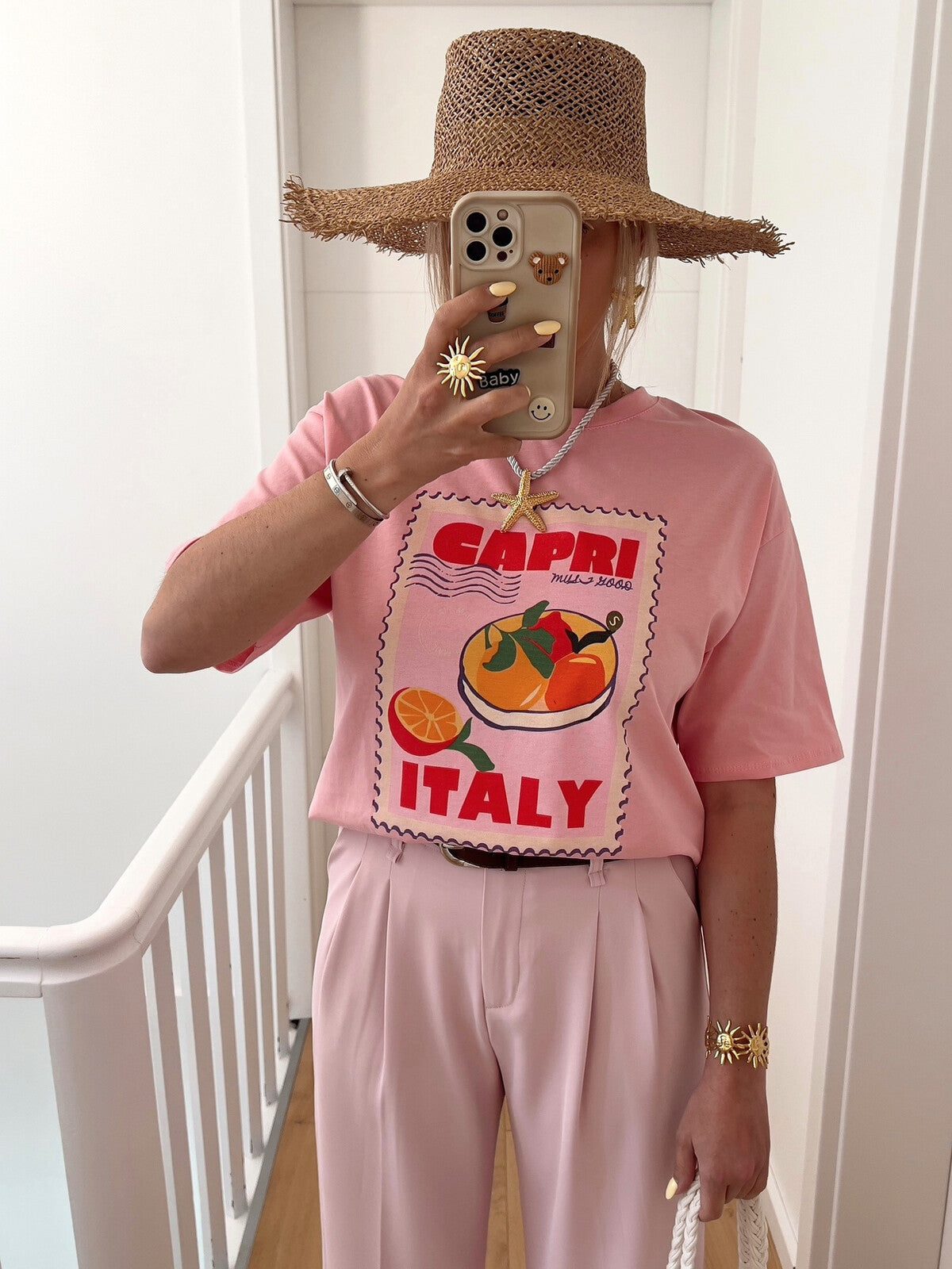 Capri Italy cotton pink tshirt