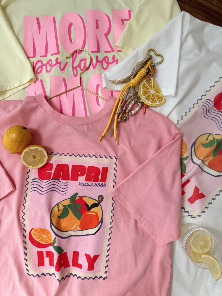 Capri Italy cotton pink tshirt