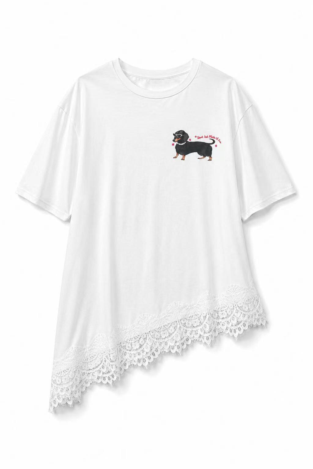 DACHSHUND CLUB tshirt with lace