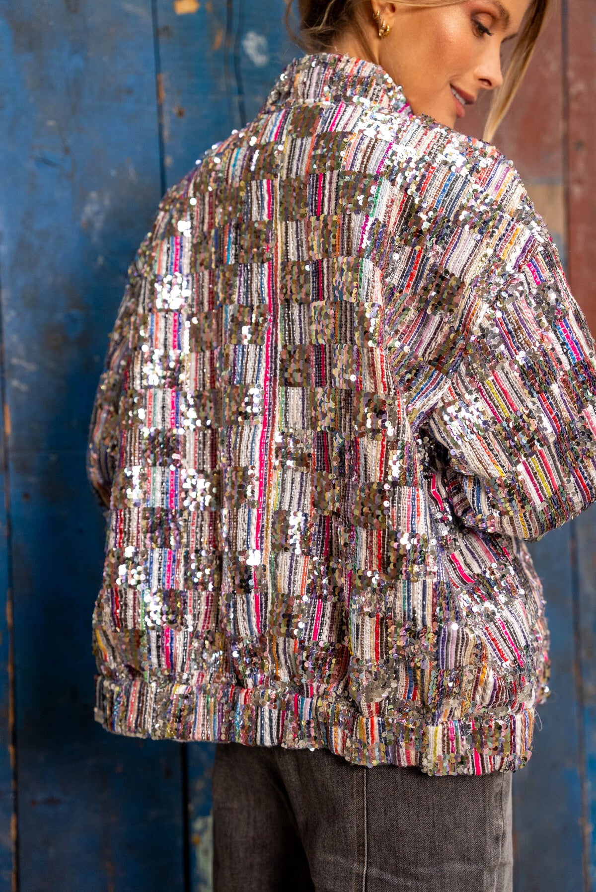 Domnique embellished sequin multicolour bomber jacket