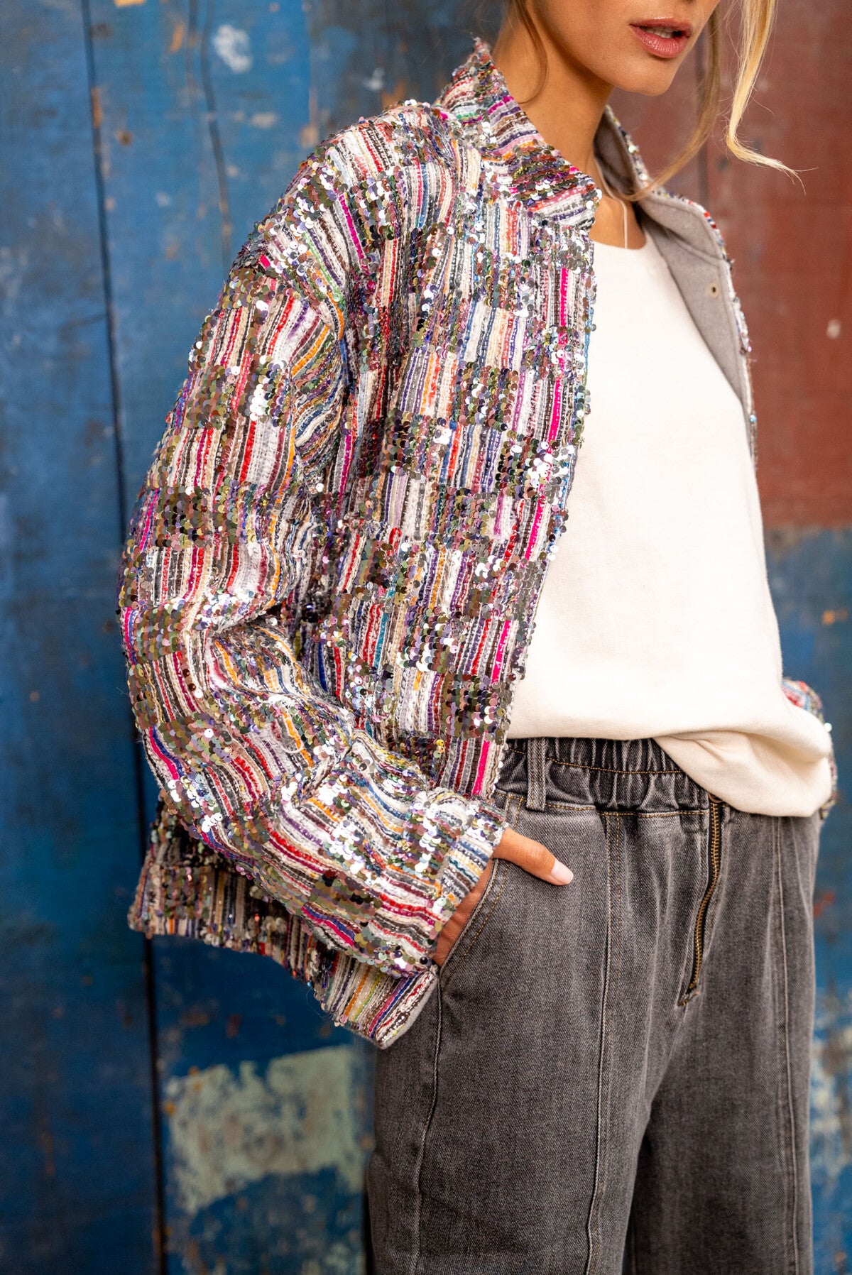 Domnique embellished sequin multicolour bomber jacket
