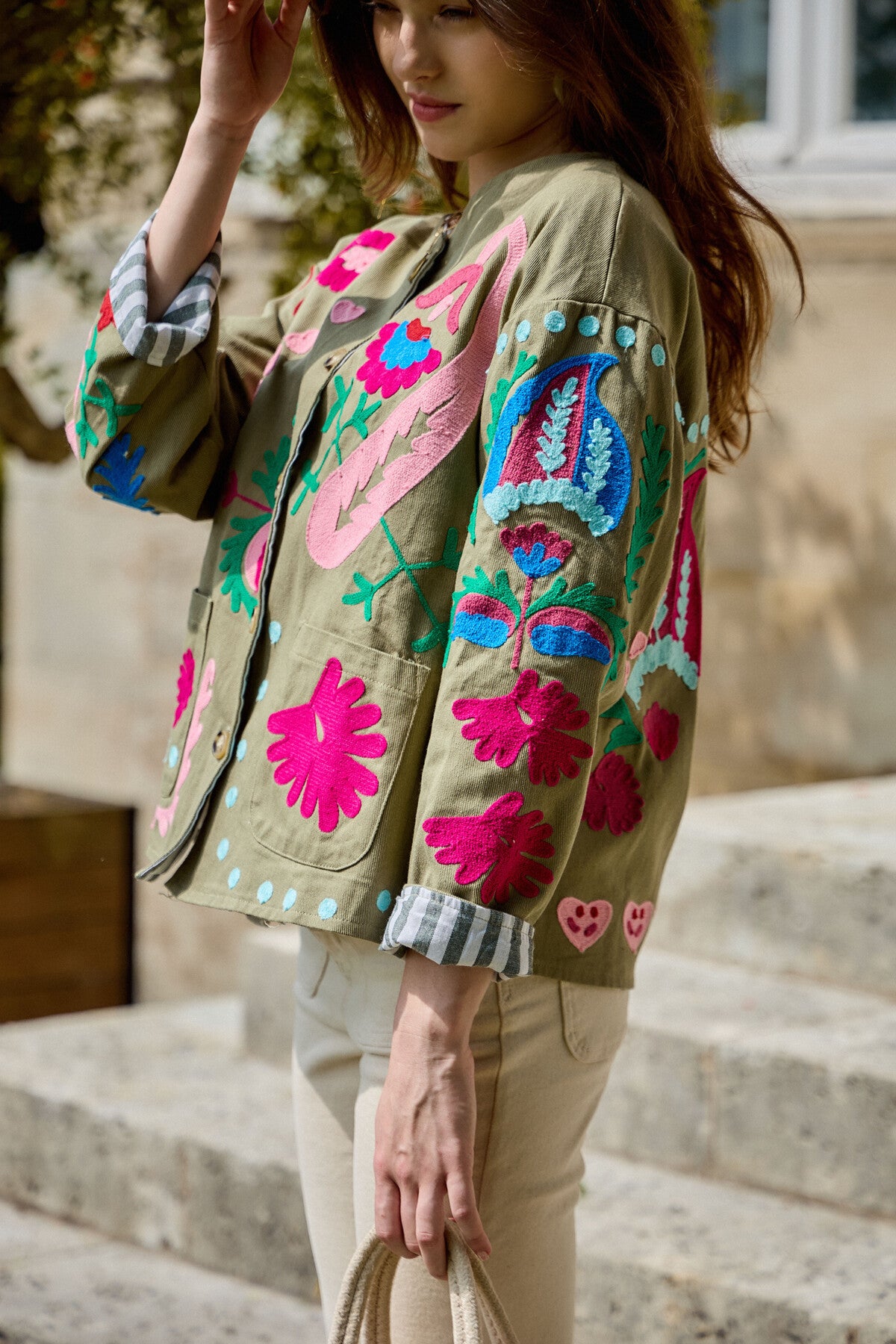 Eden embroidered khaki jacket