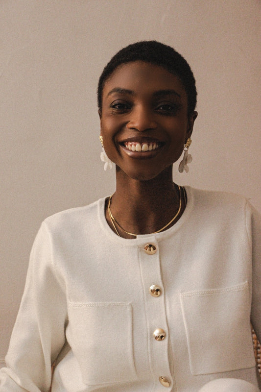 Tilly ivory wool cardigan with gold buttons