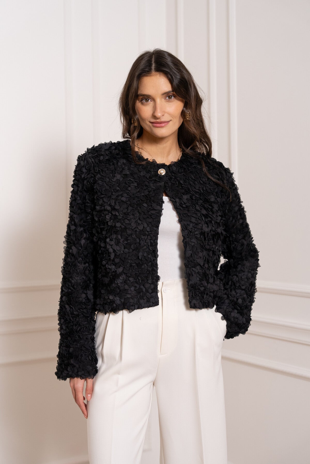 Rosalia Black Floral Structured Jacket