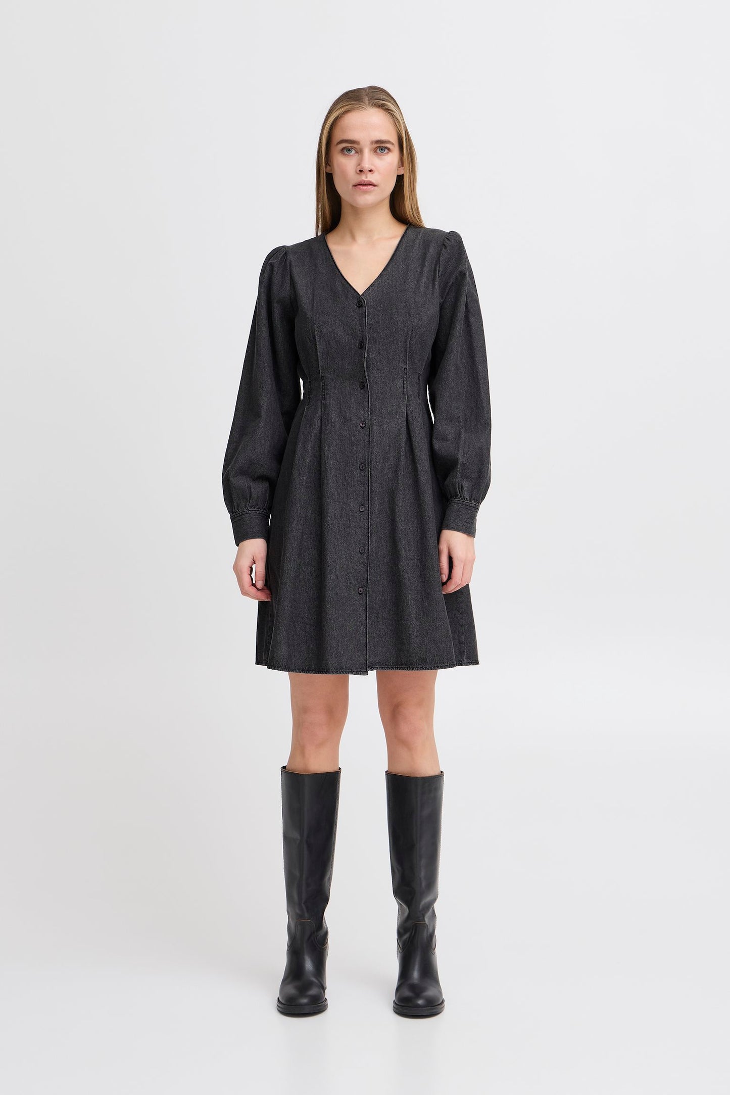 Ichi Denim Washed black dress
