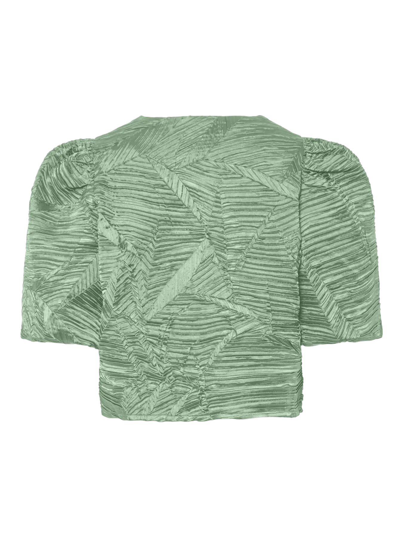YASVIBE LEAF PRINT PUFF SLEEVE TOP