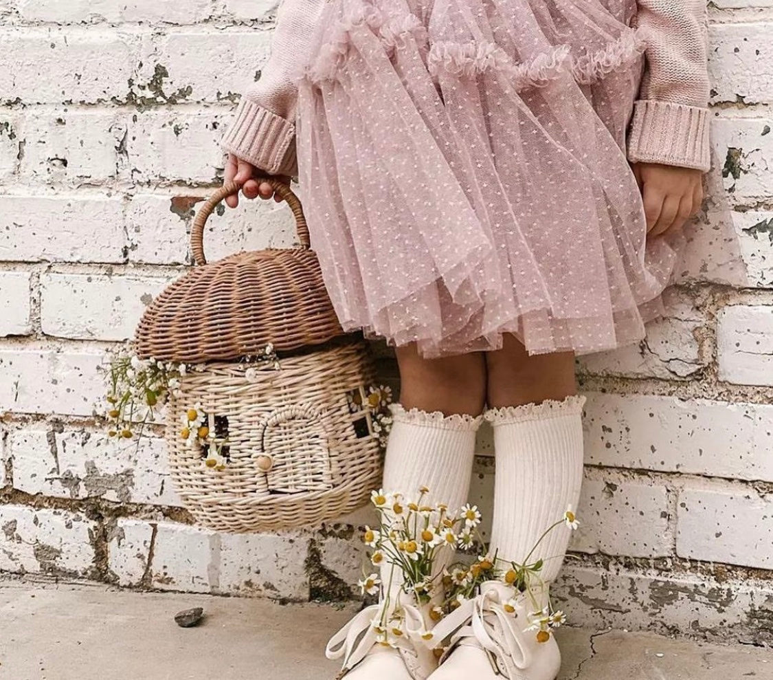 Mushroom Rattan Fairy House Basket