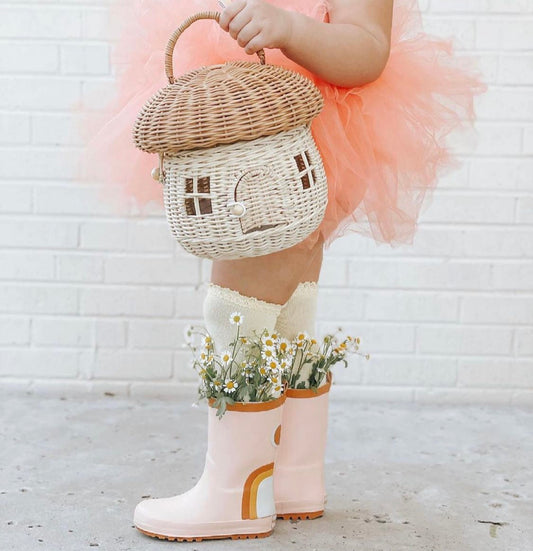 Mushroom Rattan Fairy House Basket