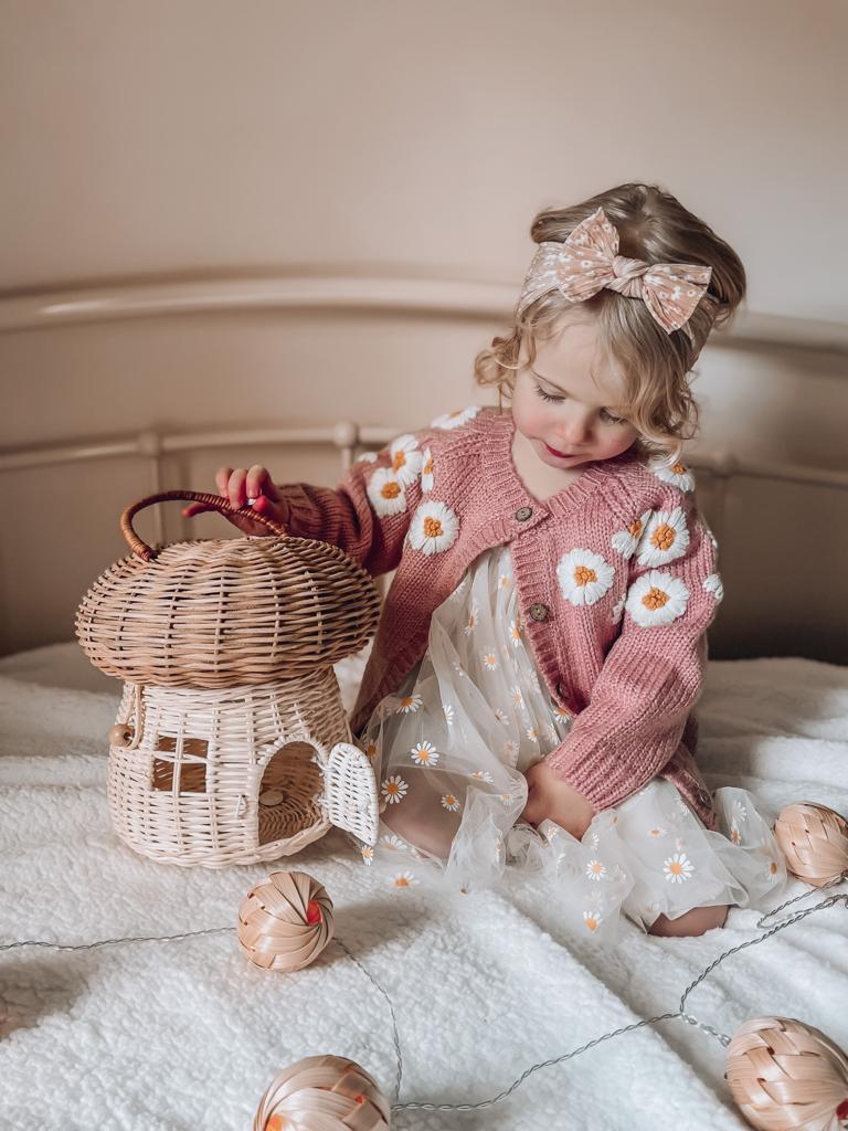 Mushroom Rattan Fairy House Basket