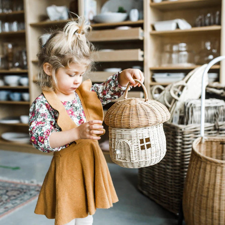 Mushroom Rattan Fairy House Basket