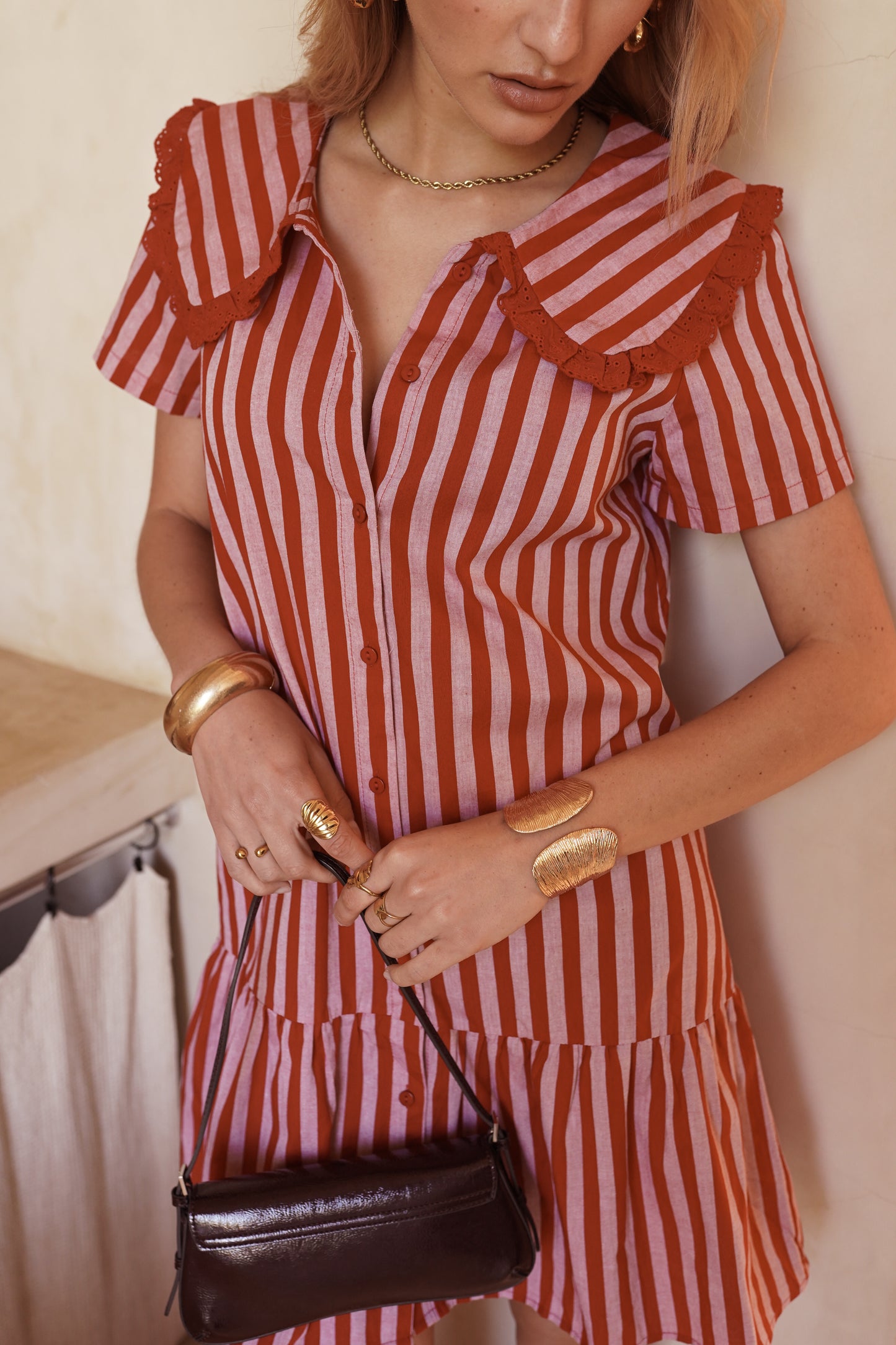 Beth pink & red stripe dress
