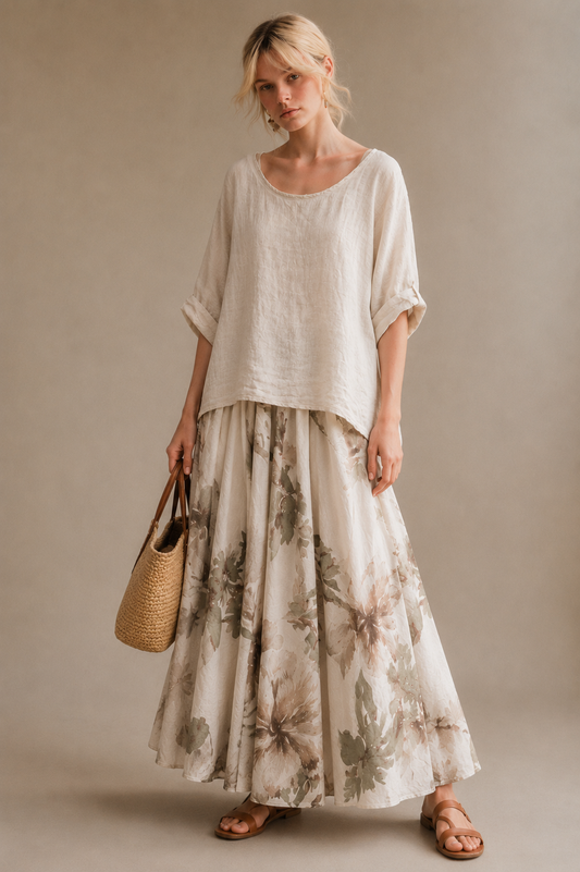 Marilyn linen dress and top set